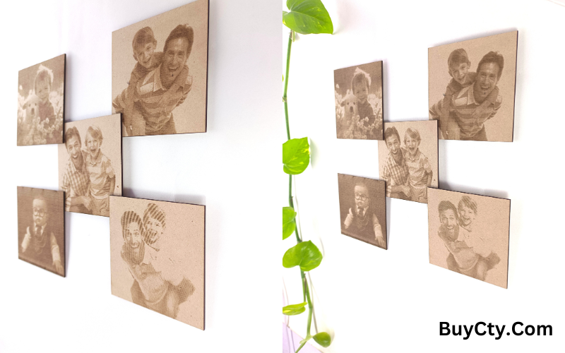 Personalized Wooden Photo Tiles(5) - 4x4 Inches - Laser Engraved Custom Pictures