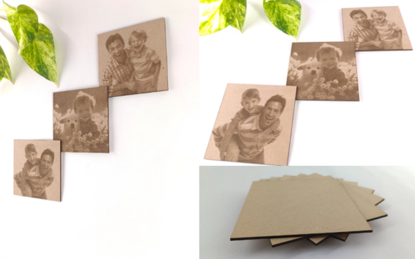 Personalized Wooden Photo Tiles(3) - 4x4 Inches - Laser Engraved Custom Picture Set - Image 4