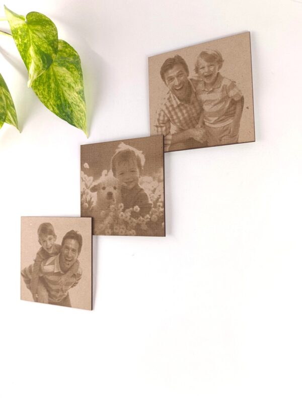 Personalized Wooden Photo Tiles(3) - 4x4 Inches - Laser Engraved Custom Picture Set - Image 3