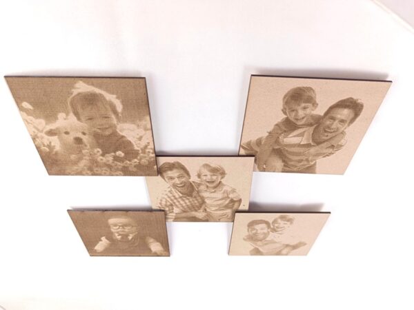 Personalized Wooden Photo Tiles(5) - 4x4 Inches - Laser Engraved Custom Pictures - Image 2