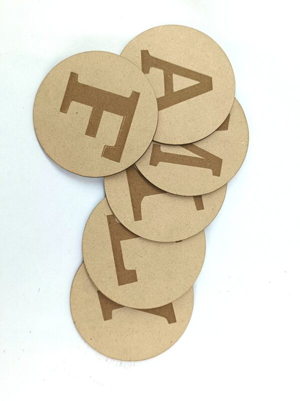 Custom Wooden Letter Circles - Laser Engraved - Image 3