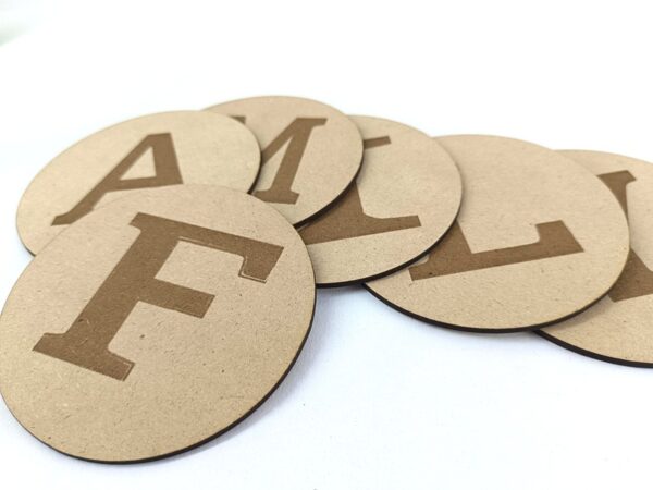 Custom Wooden Letter Circles - Laser Engraved - Image 4